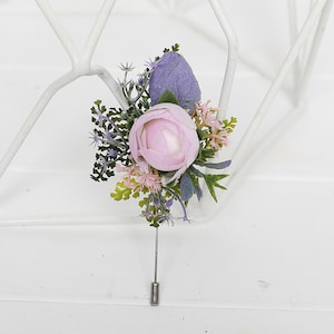 Mauve Blush Pink Floral Boutonniere: Boho Wedding Buttonhole