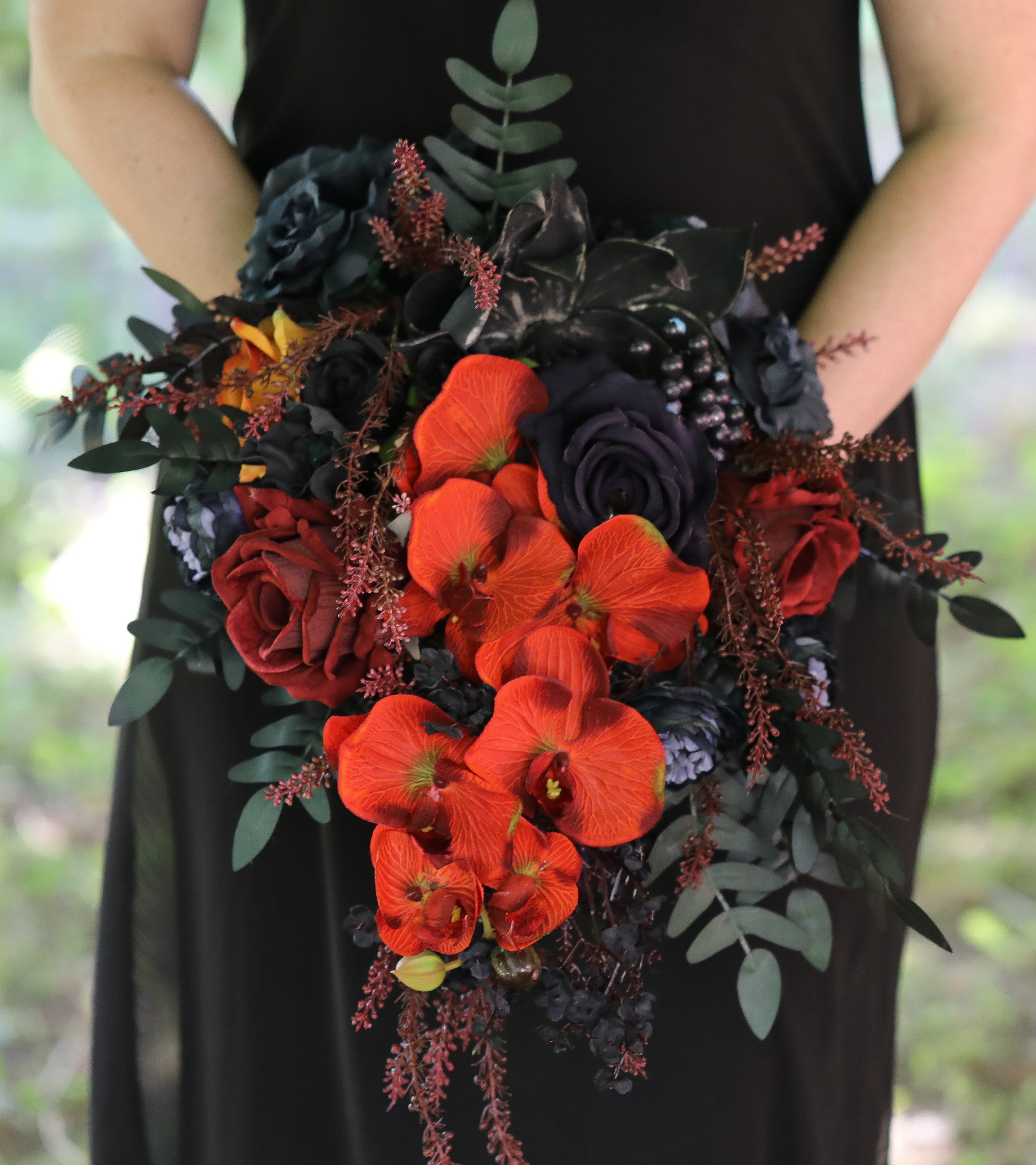 Black Terracotta Gothic Wedding Bouquet, Rustic Wedding Bouquet