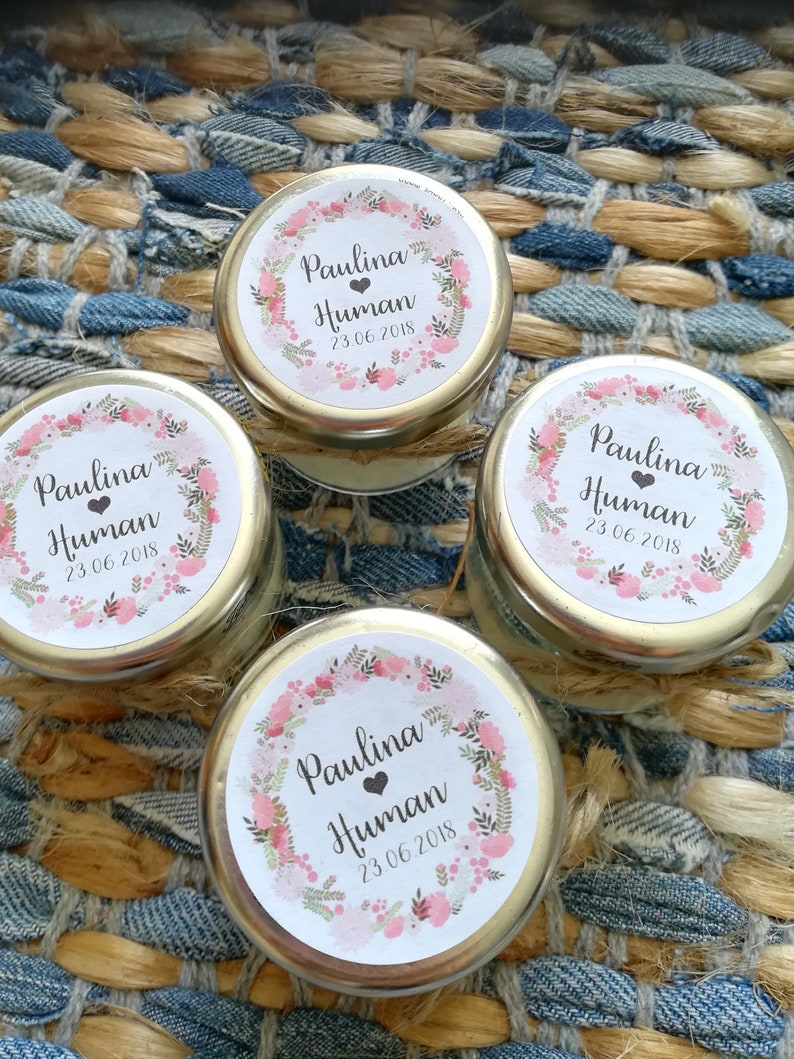 Personalised Candle Wedding Favours in Upcycled Jars Using Etsy
