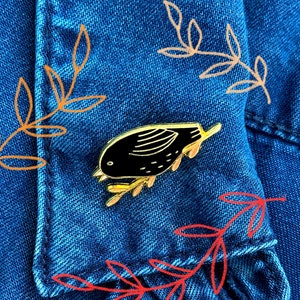 Crow Enamel Pin Black Bird