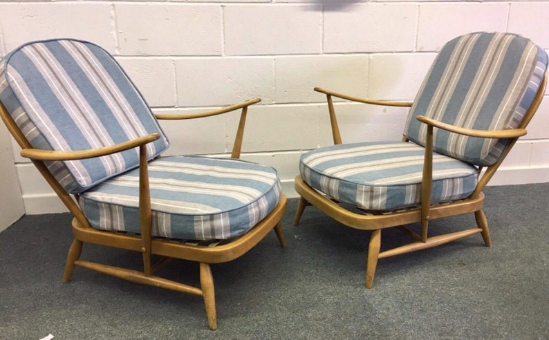 Ercol Lounge Chairs Pair Windsor 203 Re Upholstered Image 0