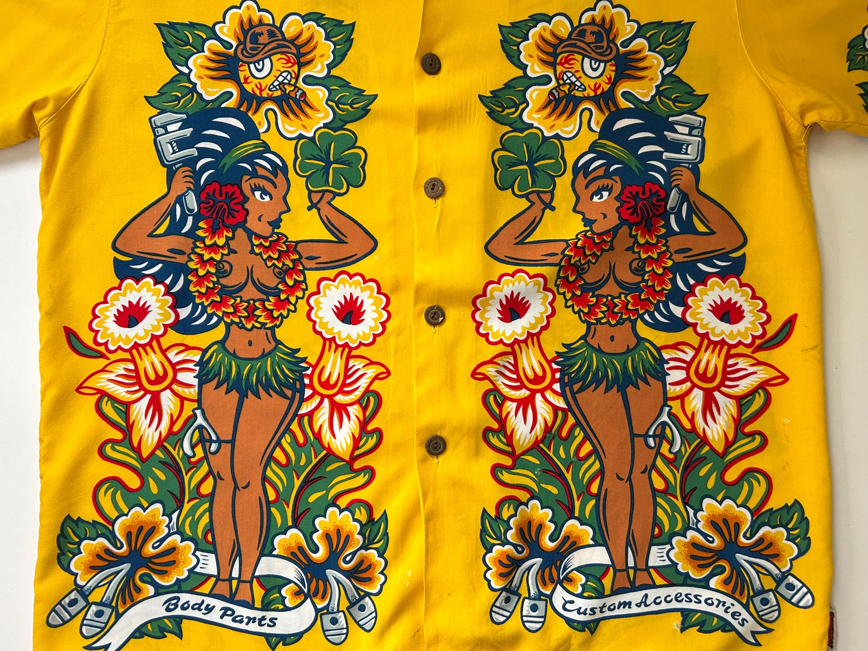 MAMBO LOUD SHIRTS マンボーラウドシャツ　アロハシャツ MAMBO Loud SHIRT Rare Vintage 1998-yellow Hawaiian Style