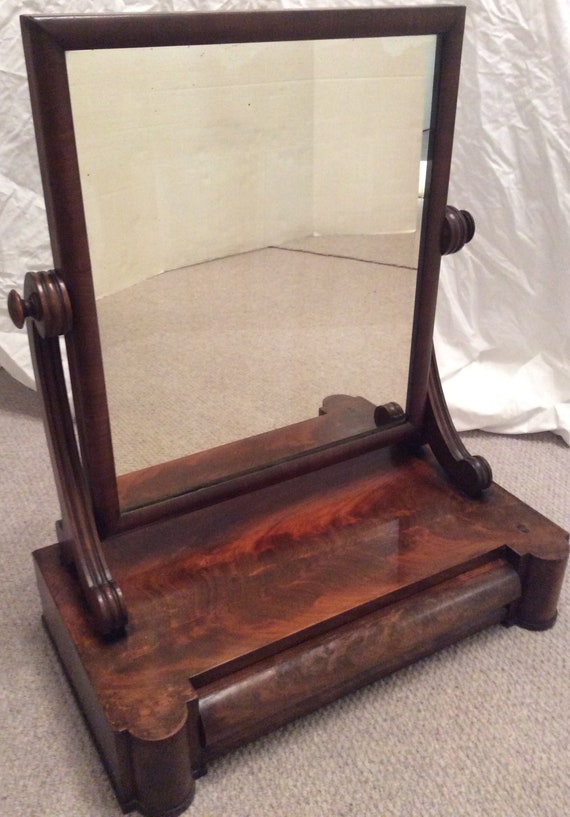 Antique Table Top Mirror With Storage Drawer Gentlemans