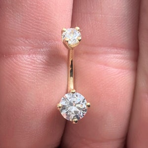 14k solid Gold belly button ring Prug set Internally threaded navel Belly Ring..14g..10mm OR 8mm
