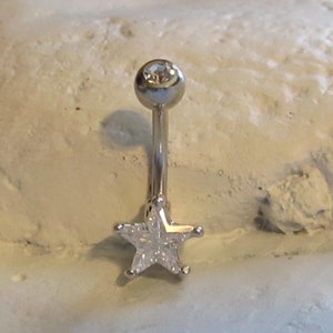 Star cz Surgical Steel Navel Belly Ring..14g .10mm(B01S)