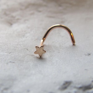 Rose Gold Tiny Star Nose Ring Stud..20g..Straight or Twist