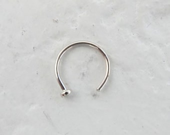14k Solid White Gold Nose Ring..20g...8mm