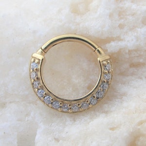Golden Daith,Septum Surgical Steel Clicker hoop ring..16g..8mm