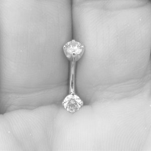 14k White Gold belly button ring Prug set Internally threaded navel Belly Ring..14g..8mm or 10mm..4mm cz's
