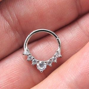Daith,Septum Clicker..Beautiful 7cz..16G..10mm Surgical Steel