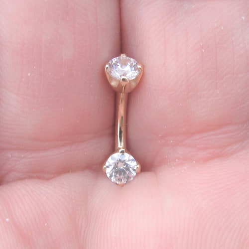 14k Solid Gold Belly Button Ring Prug Set Internally Threaded Etsy