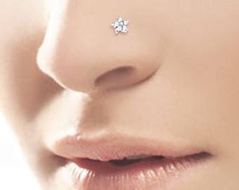 Tiny Flower Center ball Surgical Steel Nose Ring Stud..20g