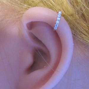 14k massief witgouden ultieme helix, kraakbeenpiercing ring..18g..8 mm..1.2 mm mini cz's '' Beautiful!!!