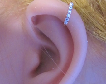 14k Solid White Gold Ultimate Helix,Cartilage Piercing Hoop Ring..18g..8mm..1.2mm mini cz&#39;s &#39;&#39;Beautiful!!!