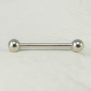 14k White Gold 16G Nipple Barbell..12mm,14mm or 16mm..3.5mm balls(single one)