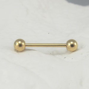 16G Golden Nipple Piercing Surgical Steel Barbell..8mm..10mm Or 12mm..4mm balls(Single one)