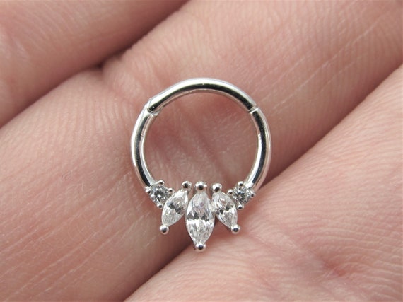 Vankula Septum Piercing Clicker 316L Edelstahl - 16G 8mm Tropfenform In Gold & Silber