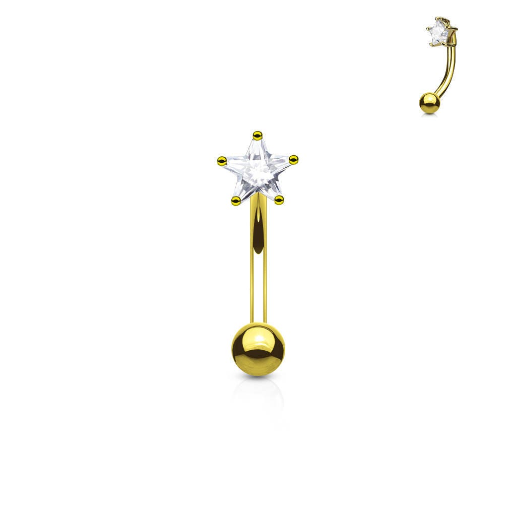 Star Rook Piercing Golden Star Rook Piercing Barbell..16g..8mm - Etsy