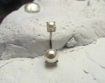 Pearl Prong Set Belly Button Ring