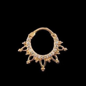 14k Solid Rose Gold Eternity Tribal Daith,Septum Clicker ring..16g..8mm..