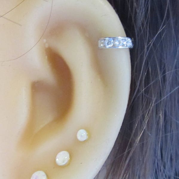 10k Solid White Gold Helix Cartilage Earring..18g..8mm