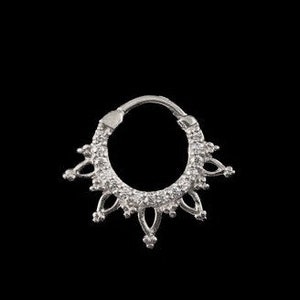 14k Solid White Gold Eternity Tribal Daith,Septum Clicker ring..16g..8mm..