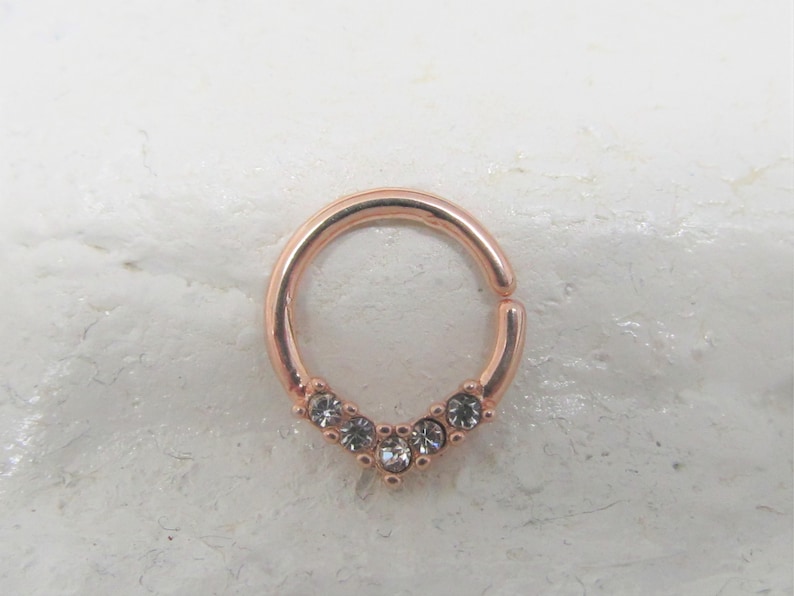 Rose Gold Plated Septum 5cz Bendable Ring 16g Or 18g 8mm Etsy
