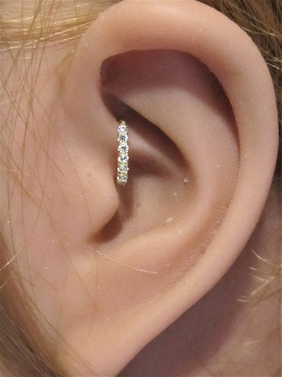 14k Solid White Gold Ultimate Daith Piercing Hoop Ring.18g.7mm.1.2mm Mini Cz s. beautiful Etsy Canada