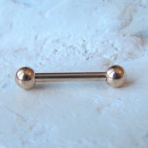 Golden Surgical Steel Nipple Barbell..14g..10mm..12mm.OR .14mm..16mm..4mm balls(single one)