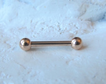 Golden Surgical Steel Nipple Barbell..14g..10mm..12mm.OR .14mm..16mm..4mm balls(single one)