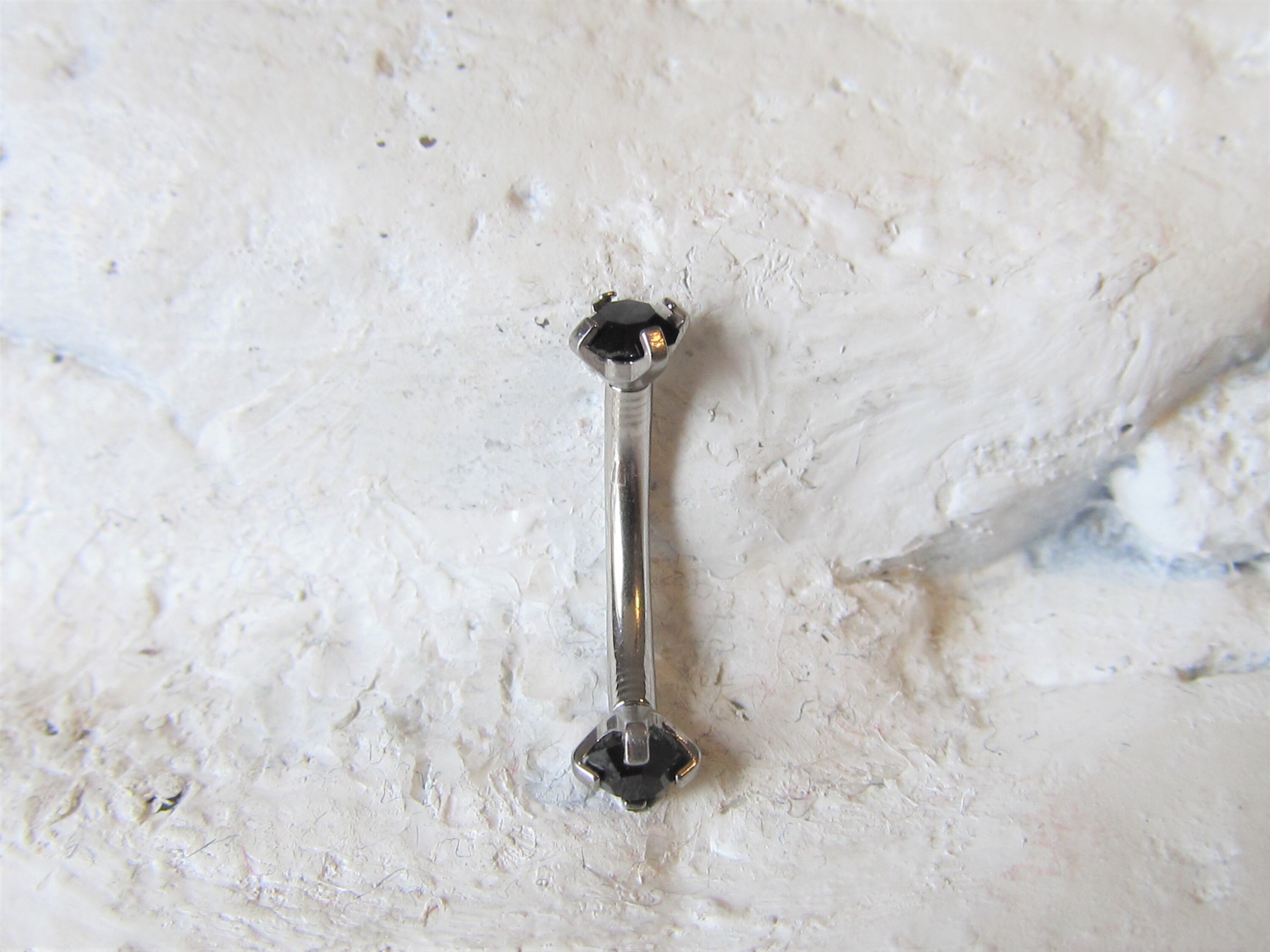 Internally threaded daith piercing curved double jeweled black Etsy