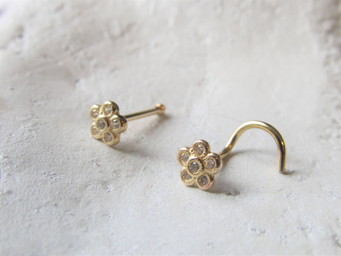 14kt Solid Gold Bezel Set Flower..20g - Etsy