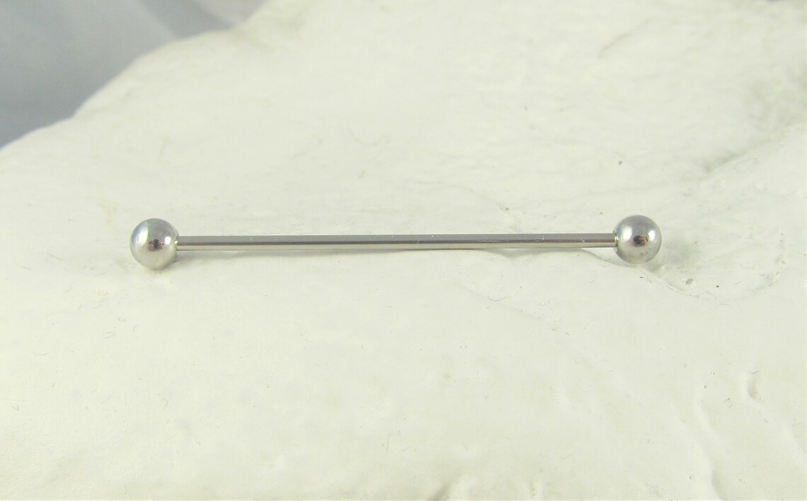 16G Industrial Barbell..surgical Steel With 4mm Balls..30mm35 Etsy