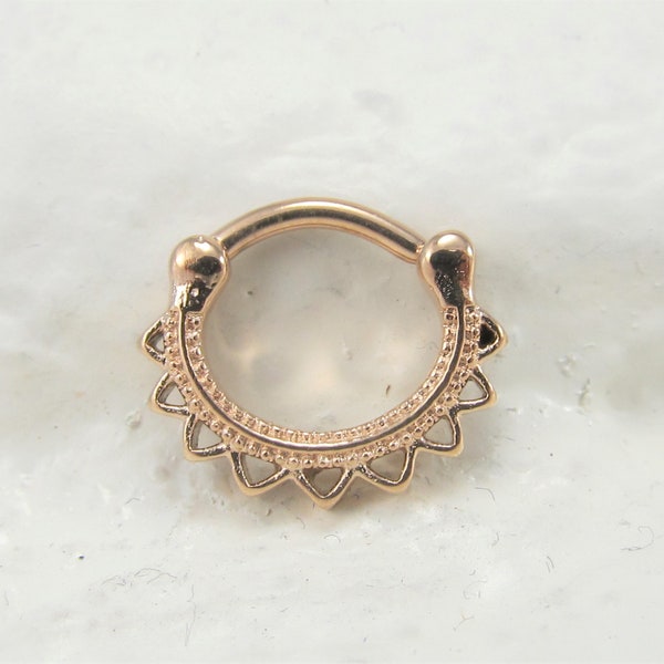Rose Gold Daith Piercing,Septum Piercing Surgical Steel Clicker Ring..16g..8mm