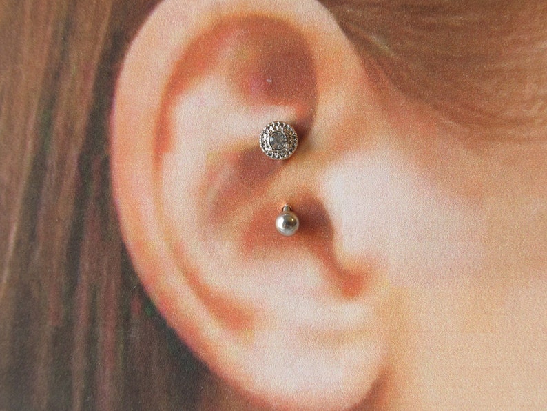 Daith Piercing Surgical Steel Curved Barbell Cz...16g..8mm Etsy