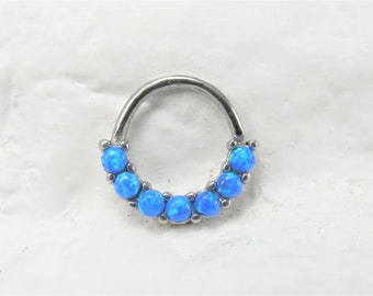 Blue Opals,Daith ,Septum Piercing Bendable Hoop Ring..18G OR 16G..8mm inside diameter