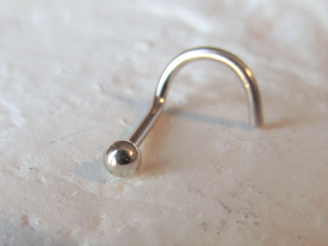 14k Solid White Gold Tiny Ball Nose Ring Stud..20g Etsy