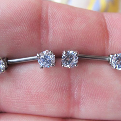 Prung Set Nipple Piercing Barbell Set of 2..14g..12mm..5mm Etsy