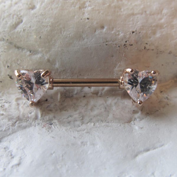 Goldene Herzen Nipple Piercing Ring Barbell..14g..12mm ODER 16mm(Einzelner)