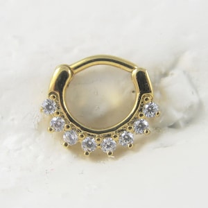 Gold Daith Piercing,Septum Piercing Surgial Steel Clicker Hoop Ring..16g..8mm