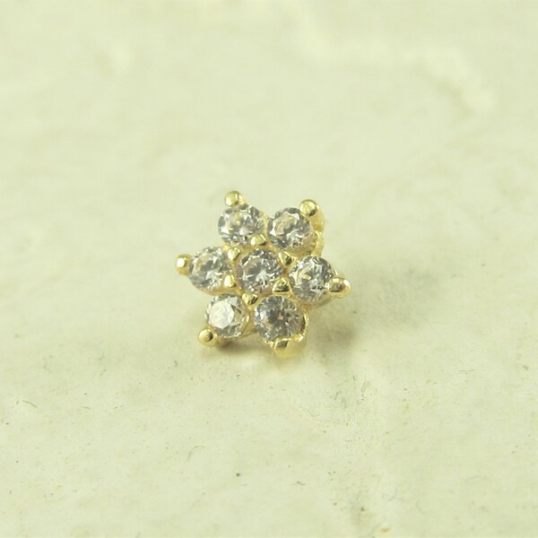 14k Solid Gold Dermal,Belly Top flower 5mm..14G