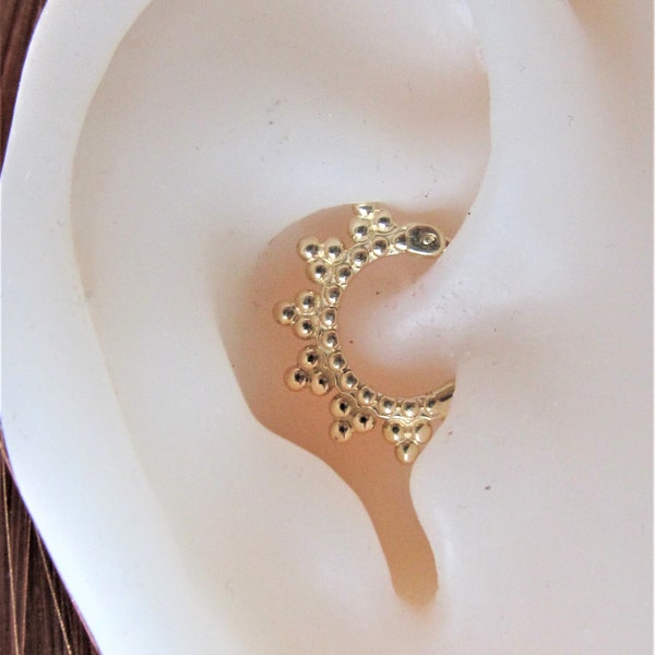 14k Solid Gold Multiball Daith Piercing,Septum Clicker Ring..16g..8mm Inside diameter
