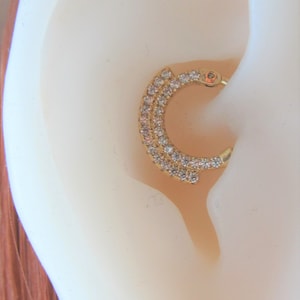 14k Solid Gold Daith Piercing Double Trinity Clicker..16g..8mm inside diameter..Nickel Free