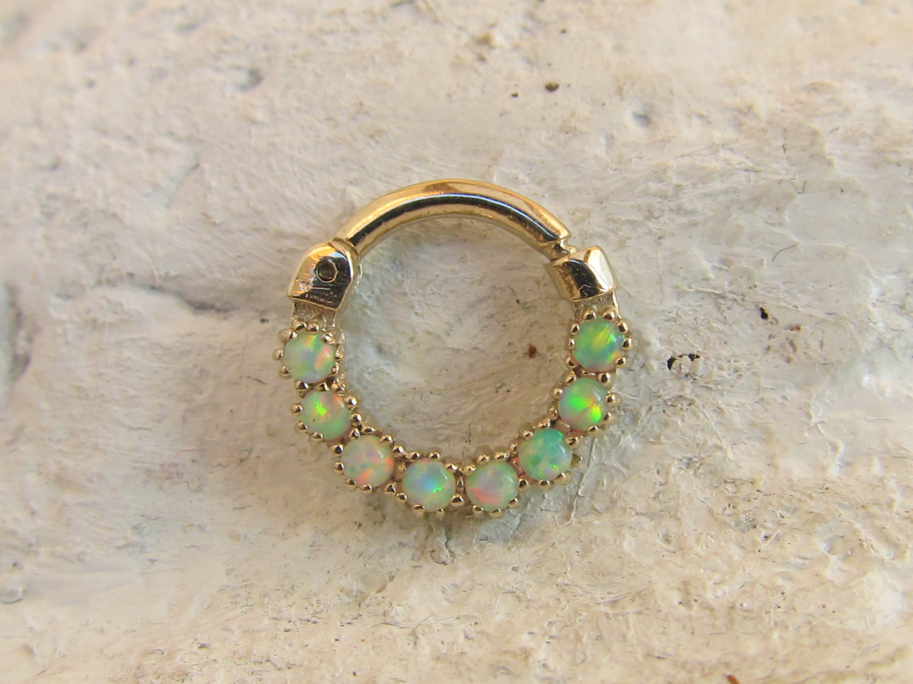 14k Solid Gold Daith Piercing Opal Clicker Ring..16g..8mm Etsy
