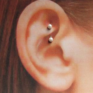 Rook Piercing White Acrylic Pearl (3mm)Curved Barbell..16g..8mm