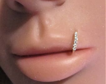 14kt Solid White Gold Lip Piercing Ultimate Hoop Ring..18g..9mm..1.2mm mini cz's.BEAUTIFUL!!!!