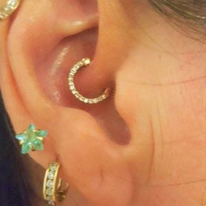 14kt Solid Rose Gold Daith Piercing Clicker Ring with cz's 16g..8mm