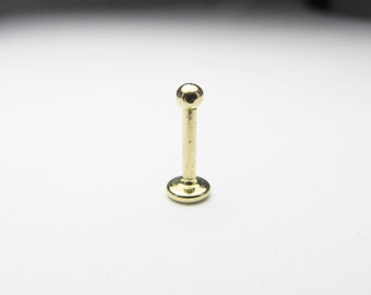 14kt Solid Yellow Gold 16g Labret..6mm or 8mm (nickel free)