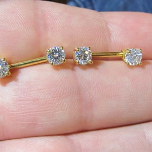 Gold Plated Nipple Barbels(Set of 2) 14g..12mm (5mm cz's)