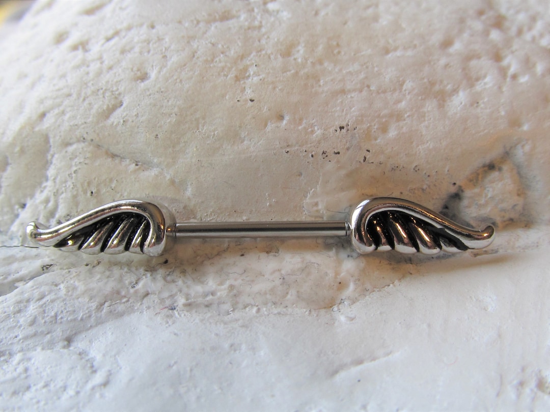 Angel Wing Nipple Piercing Barbell 14g 16mmsingle One Etsy